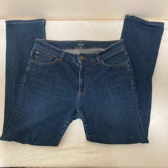 LAUREN RALPH LAUREN Women’s Premier Straight Mid Rise Stretch Blue Jeans Size 32 - Picture 4 of 16